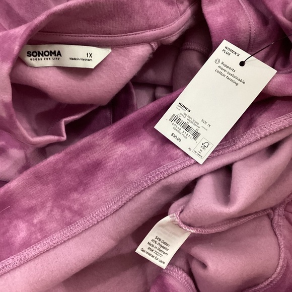 Sonoma Short Sleeve Sweatshirt Woman’s size 1X purple tie dye NWT Crewne… - Picture 8 of 14